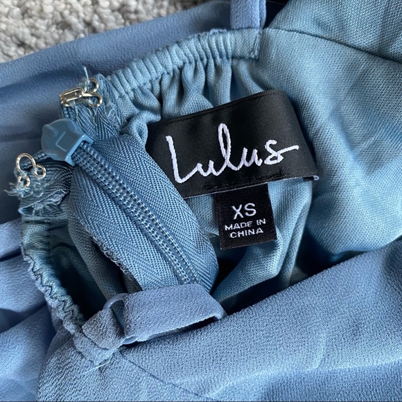 New Lulus Dreamy Romance Slate Blue Backless Maxi Bridesmaid Dress - Picture 12 of 13